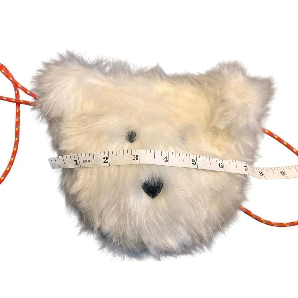 J CREW CREWCUTS White Faux Fur Polar Bear Face Shoulder Bag Purse - NWT